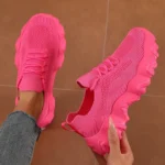 Women' Cute Lace Up Mesh Shoes Versatile Fashionable Design Sneakers Lightweight Breathable Comfort Outdoors Walking Train Shoes - Image 4