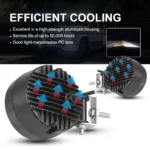 2PC 3 Inch 7D Lens LED Work Light Bar Square Car Headlight Halo For Motorcycle Jeeps ATV SUV 12V 24V Angel Eyes Driving Lights - Image 3