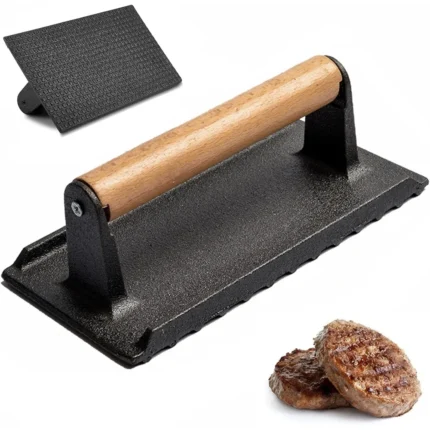 Cast Iron Grill Press Heavy Duty Steak Burger Press With Handle for Griddle Barbecue Hamburger Sausage Kitchen Cooking Tool