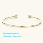 EWYA Four Prong Moissanite Cuff Bangle 5mm 0.5CT Round Cut D Color 925 Silver Open Hand Chain Bracelet For Women Girl Lady Gift - Image 3