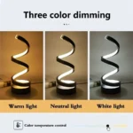 Modern Minimalist Spiral desk Lamp Wire Controlled Three Color LED Ambient Light For Bar Cafe Bedroom Living Room Lighting - Image 2