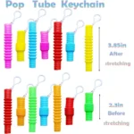 24PCS Mini Pop Tube Keychains Fidget Sensory Toys Bulk Fidget Pop Tubes Party Favors for Kid Stress Relief Anxiety Keyrings Toys - Image 6