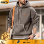Maden Vintage Gray Hooded Sweatshirt Heavyweight Thick Pullover with Pocket for Men's Autumn and Winter Casual Versatile Tops