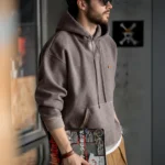Maden Vintage Gray Hooded Sweatshirt Heavyweight Thick Pullover with Pocket for Men's Autumn and Winter Casual Versatile Tops - Image 3