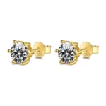 Real D Color VVS Moissanite Stud Earrings Sterling Silver 2CT Diamond Wedding Earrings 14K Yellow Gold Jewelry Women Earring - Image 2