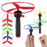 2pcs Flying Disc Propeller Helicopter Toys Pull String Flying Saucers UFO Spinning Top Kids Outdoor Sports Game Training Toys
