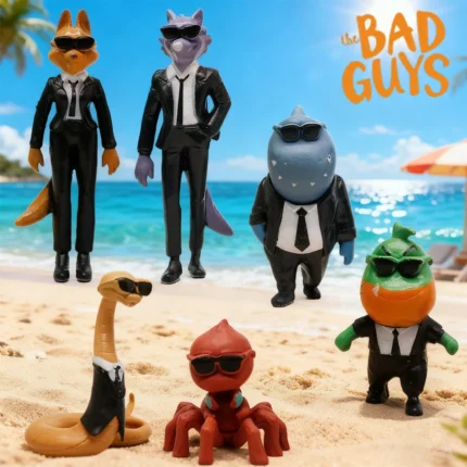 6pcs Movie The Bad Guys action figure Toys Kawaii Wolf Piranha Snake Shark Tarantula Anime Doll PVC Animal Toy birthday Gift