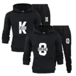 Fashion Lover Couple Clothing Sportwear Set KING QUEEN Printed Hooded Clothes 2PCS Set Women Hoodie and Pants Suit Hoodies - Image 3