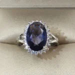 Princess Kate Blue Gem Created Blue Crystal 925 Sterling Silver Wedding Finger Crystal Ring Brand Jewelry For Women