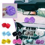 2pcs Fuzzy Plush Dice With Dots Square Hot Stamping Dot Dice Hanging Mirror Cube Pendant Car Ornament Sieve Anime Car Amagi - Image 2