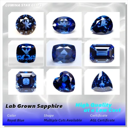 Lab Grown Sapphire Royal Blue Color Multiple Cuts Available Gems For Jewelry Setting&Custom Design Selectable Certificate