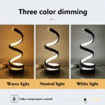 Modern Spiral Table LED Night Light Dimmable Desk Lamp Living Room Nightstand Lamp Bedside Table Study Office Bedroom Decoration - Image 3