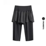 DRUR Knee Length Yoga Pants Summer 2 In 1 Gym Running Shorts Women High Waist Workout Leggings Yogawear Fitness Clothing New - Image 3