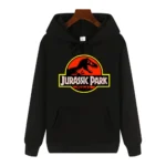 2025 Men's high-end quality Jurassic Park pattern print Autumn Winter thick warm outdoor hooded hoodie Harajuku Leisure fashion