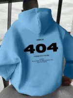 Men's Number Print Hoodie Sweatshirt For Casual Wear, Mens Hoodie, Streetwear Hoodie, Error 404 Human Not Found Hoodie - Image 3