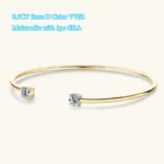 EWYA Four Prong Moissanite Cuff Bangle 5mm 0.5CT Round Cut D Color 925 Silver Open Hand Chain Bracelet For Women Girl Lady Gift - Image 2