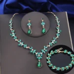 3Pcs lime green Jewelry Sets for Women Fashion Earrings Bracelets Choker Necklace Set Prom Bridal Wedding Jewellry Accessories - Image 3