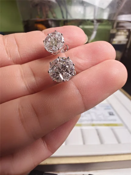 18K solid real gold lab grown diamond horse eye princess shape set 5CT diamond earrings factory wholesale custom platinum