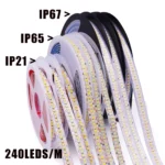 DC 12V 24V SMD 2835 240Leds/M LED Strip Waterproof IP65 IP21 Warm/Natural White Home Decor Flexible Ribbon Tape Light - Image 5