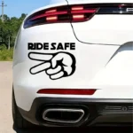 Ride Safe 2 Fingers Down Vinyl Decal -14x11cm for Motorcycles, Cars, Windows - Biker Respect Design