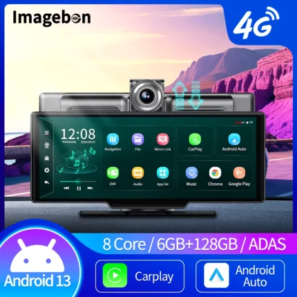 Imagebon Android 13 4G LTE 10.26 Inch Dash Cam Recorder 6+128G 8 Core ADAS Google Play GPS FM 24H Parking Monitor Mirror Video