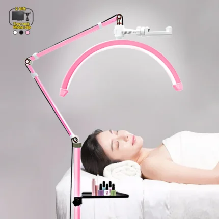 GX490 Ring Light Half Moon LED Lamp Stream Deck Floor Video Light Fill Light 3000K-6000K for Beauty Salon Makeup Live Streaming