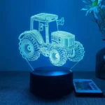 1pc Tractor 3D Night Light, 3D Optical Illusion Lamp With Touch & Remote Control, 16-Color Changing Ambient Light For Bedroom - Image 2
