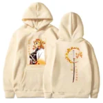 New autumn and winter men's Harajuku hoodie anime Rengoku Kyoujurou printed sweatshirt casual and fashionable hoodie - Image 3