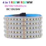 RGBWW RGBW LED Strip 12V 24V 60/108/120LEDs/m Waterproof IP21/65/IP67 Flexible 5050 LED Tape Ribbon For Room Decoration