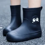 Waterproof Non Slip Fleece Lined Parent Child Rain Boots for Kids Stylish Mid Calf Japanese Design Winter Shoes - Image 4
