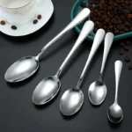 Stainless Steel Pointed Head Soup Spoon Colander Tablespoon Kitchen Mirror Polished Flatware Household Cutlery Set for Children