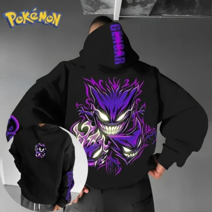 Pokémon Pocket Game Gengar Printed Hoodie for Men and Women Autumn/Winter New Y2K Harajuku Large Size Casual Trend Sweater Top