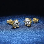 Real D Color VVS Moissanite Stud Earrings Sterling Silver 2CT Diamond Wedding Earrings 14K Yellow Gold Jewelry Women Earring - Image 3