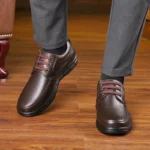 Hot Sale Men Genuine Leather Casual Shoes Soft Sole Lace-up Luxury Brand Middle-aged Old Man Dad Lightweight Loafers Shoes - Image 3