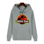 2025 Men's high-end quality Jurassic Park pattern print Autumn Winter thick warm outdoor hooded hoodie Harajuku Leisure fashion - Image 5