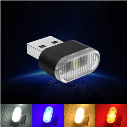 Car Mini USB LED Atmosphere Lights Car Interior Neon Decorative Lamp Emergency Lighting Universal PC Portable Plug and Play