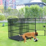 L XL XXL Heavy Duty Dog Crate with 4 Lockable Wheels 3 Doors and Removable Tray Metal Pet Kennels Cage Playpen - Image 2